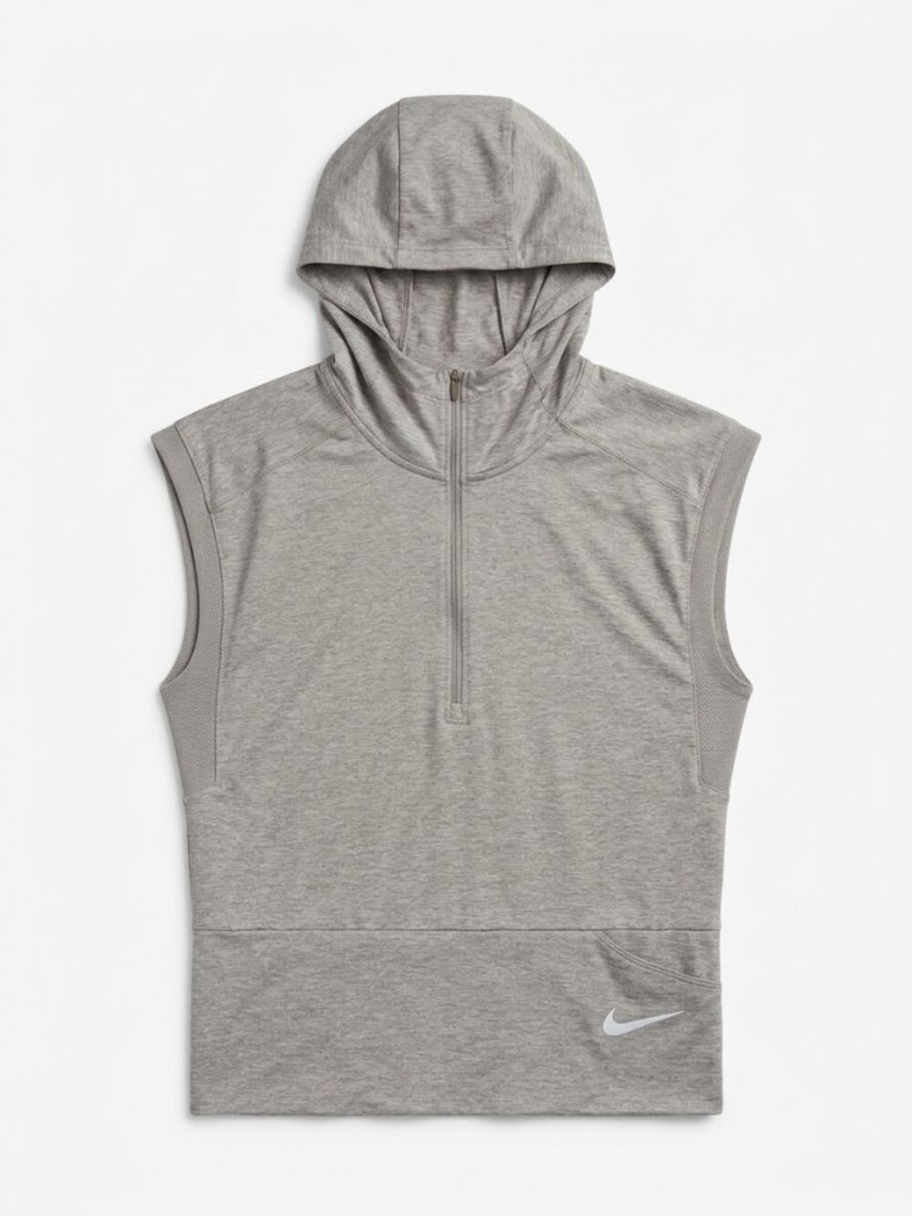 Nike Dri-FIT Sleeveless Half-Zip Hooded Running Top Gray XS